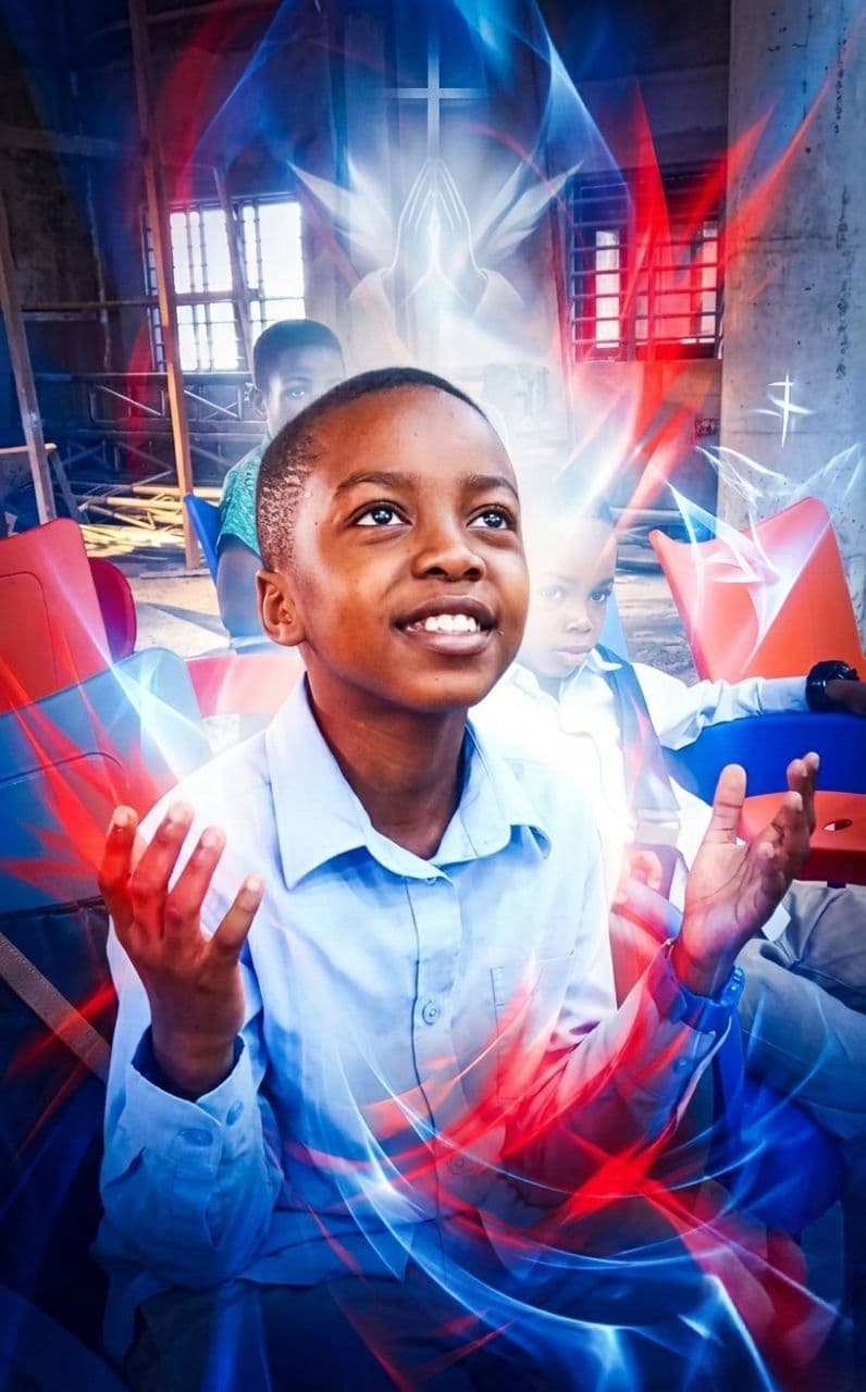 Children gathering in worship moment four